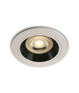 White-Black Dark Light Recessed mains spot with GU10 lampholder.