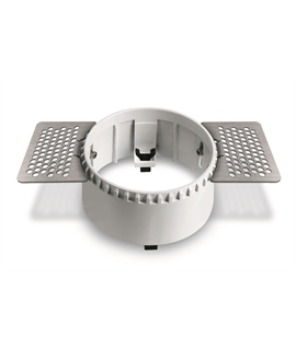 White Trimless Recessed dark light mains spot with interchangeable reflector and GU10 lampholder.