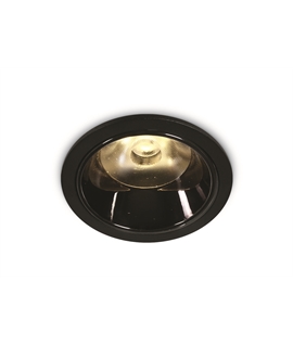 Black 6W COB LED Dark light recessed spot with dark chrome reflector.