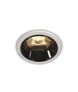 White 6W COB LED Dark light recessed spot with dark chrome reflector.