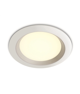 White 7W SMD LED recessed downlight, budget range, IP20.