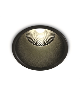 Black 10W COB LED recessed spot, IP20, for general lighting applications.