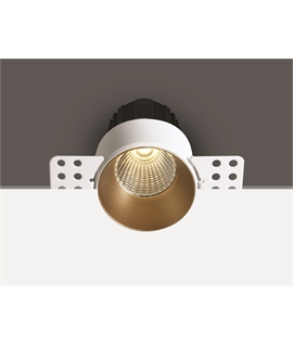 Brass Reflector 12W COB LED 2-Step trimless Recessed spot, IP20, for general application.
