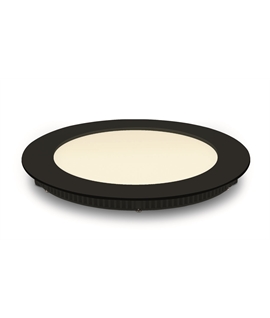 Black 12W slim downlight LED, IP40, ideal for commercialapplications such as offices, galleries and showrooms.