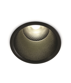 Black 15W COB LED recessed spot, IP20, for general lighting applications.
