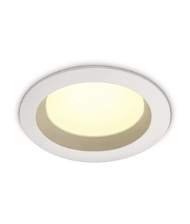 White 18W LED recessed downlight, IP54.