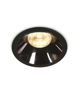 Black 18W COB LED Dark light recessed spot with dark chrome reflector.