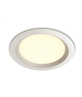 White 24W SMD LED recessed downlight, budget range, IP20.