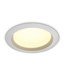 White 25W LED recessed downlight, IP54.