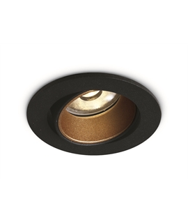 Black 4W COB LED adjustable recessed spot with interchargeable rings.