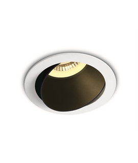 White-Black White Body Black Reflector Adjustable Dark Light Recessed mains spot with GU10 lampholder.