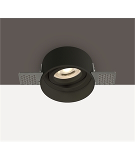 Black Recessed Trimless adjustable mains spot with GU10 lamp holder.