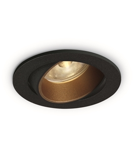 Black 6,5W COB LED adjustable recessed spot with interchargeable rings.