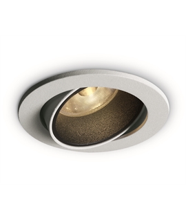 White 6,5W COB LED adjustable recessed spot with interchargeable rings.