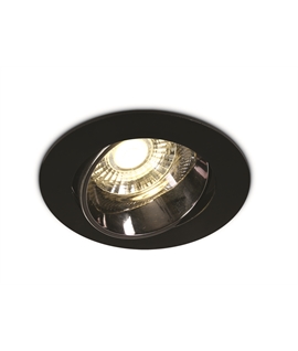 Black 10W COB LED adjustable recessed Spot with dark chrome reflector.