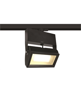 Black 42W LED floodlight range track light, high lumen output ideal for shops andshowrooms.