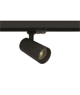 Black 12W COB track spot with honeycomb.
