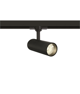 Black 10W track spot with COB LED, ideal forshops and showrooms.