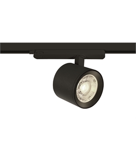 Black 20W COB LED track spot with, ideal forshops and showrooms.
