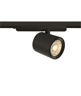 Black 30W COB LED track spot with, ideal forshops and showrooms.