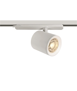 White 30W COB LED track spot with, ideal forshops and showrooms.