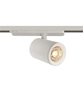 White 40W COB LED track spot with, ideal forshops and showrooms.