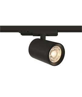 Black 40W COB LED track spot with, ideal forshops and showrooms.