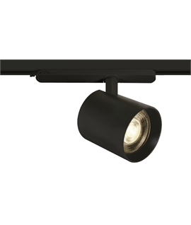 Black 35W Dimmable COB LED track spot, ideal for shops and showrooms.