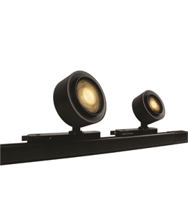 Black 25W COB LED zoomable track spot 15�-45� with removable honeycomb.