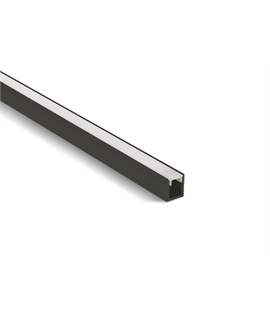 Black 2m Slim Surface aluminium profile with PC opal diffuser.