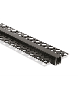 Black 2m Recessed aluminium profile with PC black diffuser.