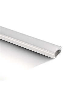 White 2m Slim Surface aluminium profile with PC opal diffuser.