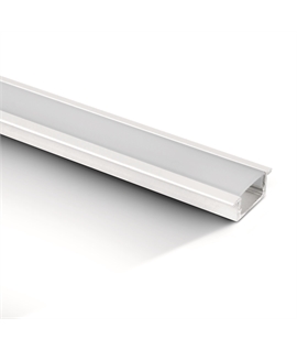 White 2m Recessed aluminium profile with PC opal diffuser.