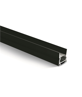 Black 2m Surface aluminium profile with PC opal diffuser Dark light.