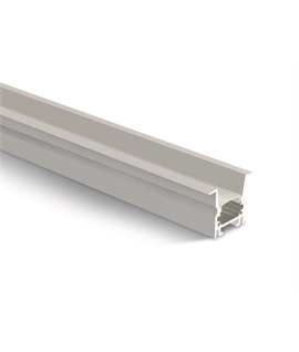 White 2m Recessed aluminium profile with PC opal diffuser Dark light.