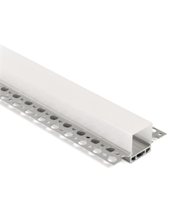 Aluminium 2m Recessed aluminium profile with PC opal diffuser.