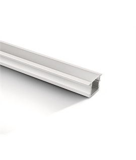White 2m Recessed aluminium profile with PC opal diffuser.