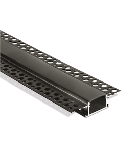 Black 2m Recessed aluminium profile with PC black diffuser.