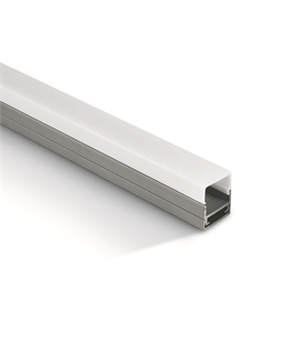 Aluminium 2m Slim Surface aluminium profile with PC opal diffuser.