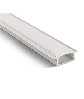 White 2m Recessed aluminium profile with PC opal diffuser.