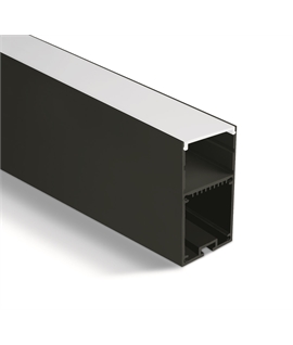 Black 2m Surface aluminium profile with PC opal diffuser and space to fit slim range driver.