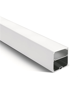 White 2m Surface aluminium profile with PC opal diffuser and space to fit slim range driver.