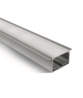 Aluminium 2m Recessed aluminium profile with PC opal diffuser.