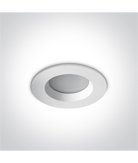 White 7W LED recessed downlight, IP54.