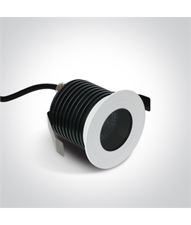 White IP65 6,5W COB LED Dark Light recessed spot ideal for bathroom installation.