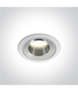 White 10W LED recessed downlight, IP54.