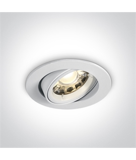 White Recessed adjustable mains spot with GU10 lamp holder.