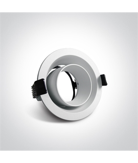 White Dark Light Tube Range Recessed Round adjustable mains spot with GU10 lampholder.