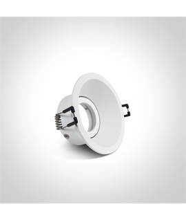 White Dark Light Recessed Round adjustable mains spot with GU10 lampholder.