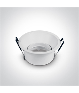 White Dark Light Recessed Round adjustable mains spot with GU10 lampholder.